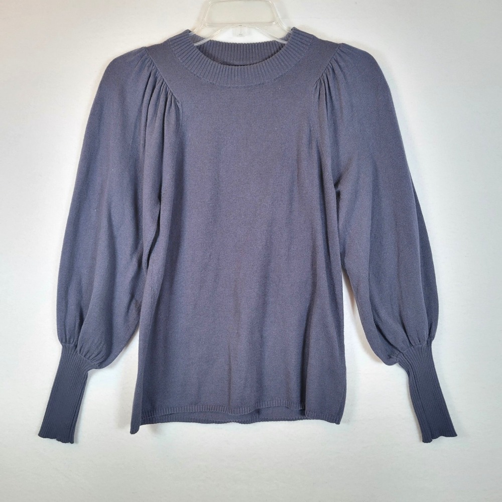 APIECE APART Womens Cotton Cashmere Knit Puff Sleeve Sweater Size Small Blue